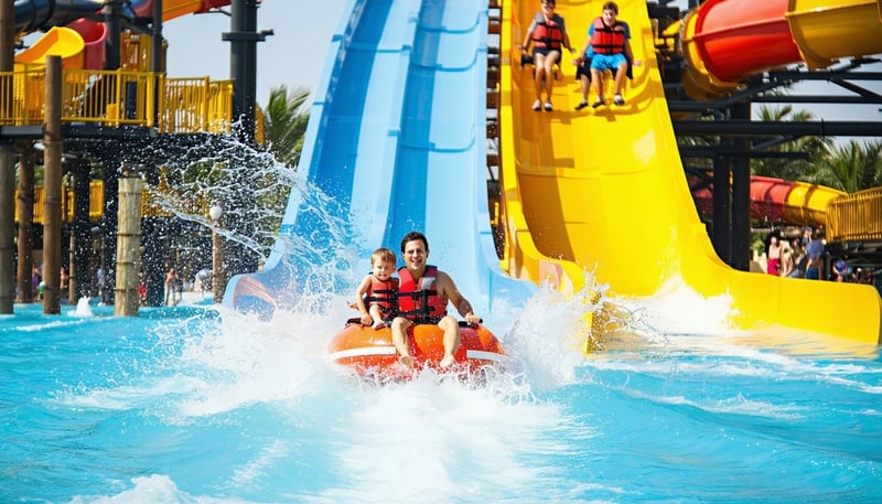 Exciting water rides and family enjoying attractions at Water Park Dubai